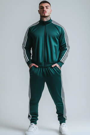 Adidas Classic 3 Stripe Tracksuit - Green